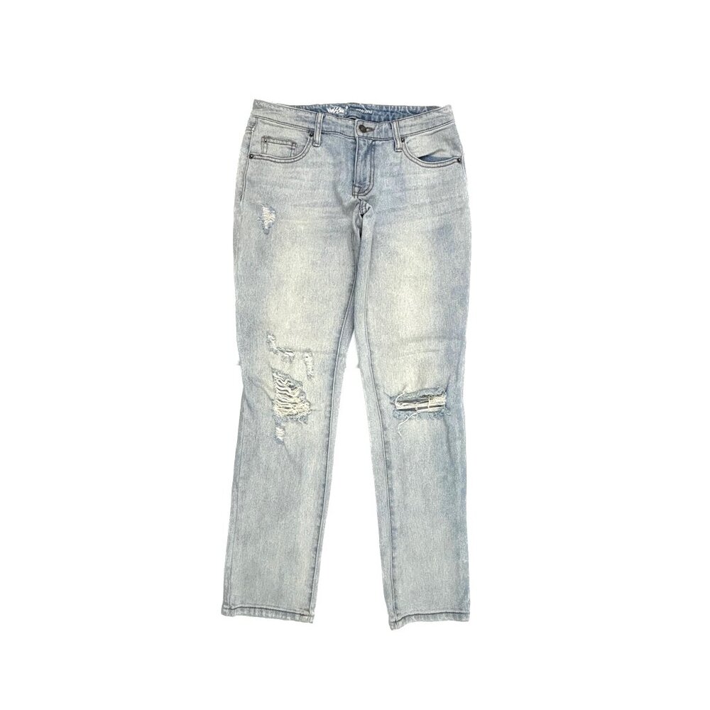 Mossimo Jeans Women 2 Blue Boyfriend Distressed Light Wash Denim Low Rise